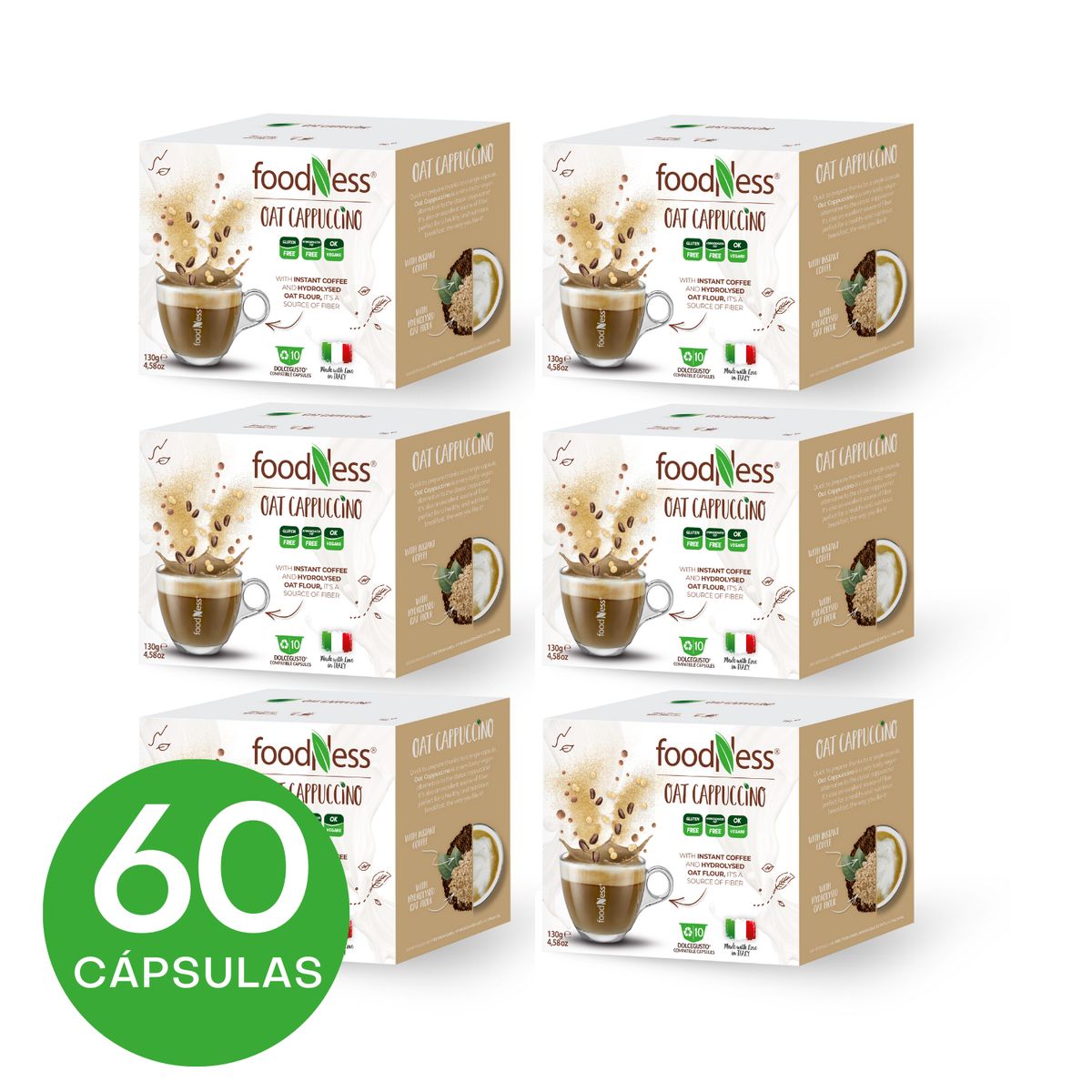 FOODNESS - Cappuccino Avena Dolce Gusto Compatible - 60 cápsulas