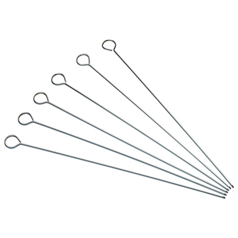 GENERICO - Set 6 Brochetas Metal 30 cm Cocina Anticucho Asado Barbacoa