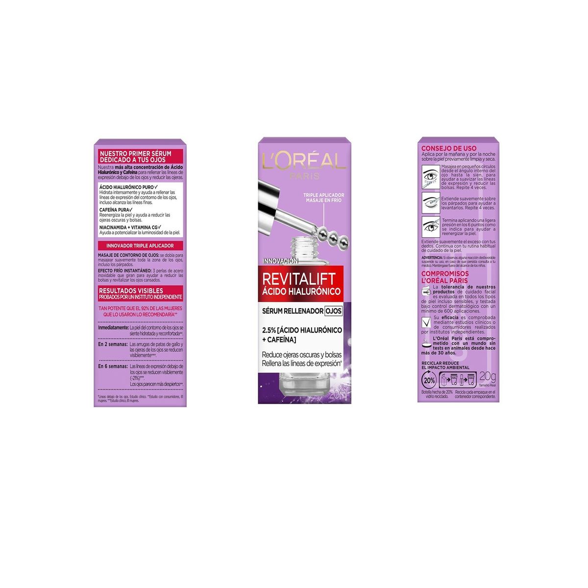 LOREAL PARIS - Pack Revitalift Ácido Hialurónico Serum Rostro + Serum Ojos