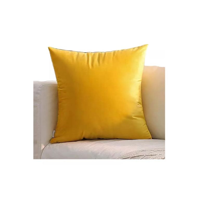 GENERICO - Pack 2 Fundas Para Cojin Velvet Terciopelo Liso 45x45cm Amarillo