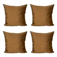 GENERICO - Funda Para Cojín Terciopelo Velvet Liso Pack De 4 Unidades Cafe