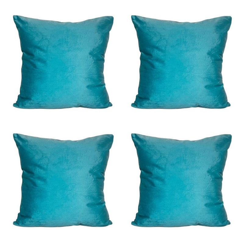 GENERICO - Funda Para Cojín Terciopelo Velvet Liso Pack De 4 Unidades Turquesa