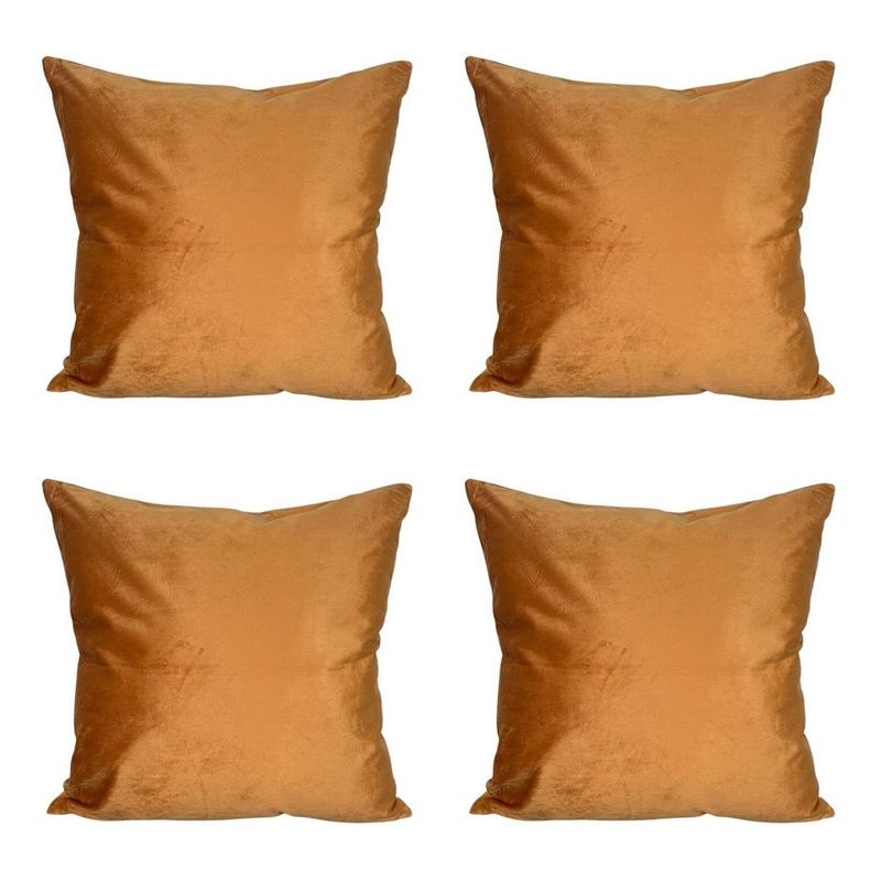 GENERICO - Funda Para Cojín Terciopelo Velvet Liso Pack De 4 Unidades Terracota