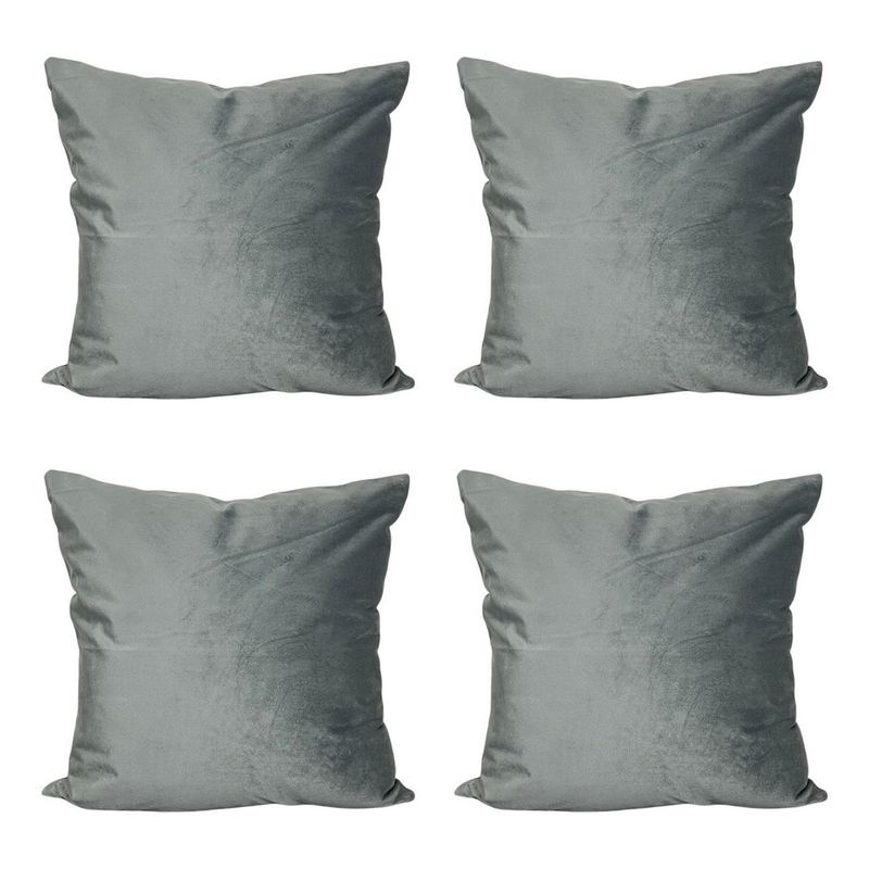 GENERICO - Funda Para Cojín Terciopelo Velvet Liso Pack De 4 Unidades Gris
