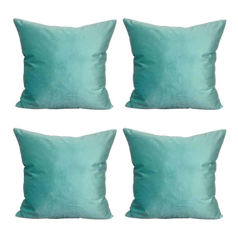 GENERICO - Funda Para Cojín Terciopelo Velvet Liso Pack De 4 Unidades Menta