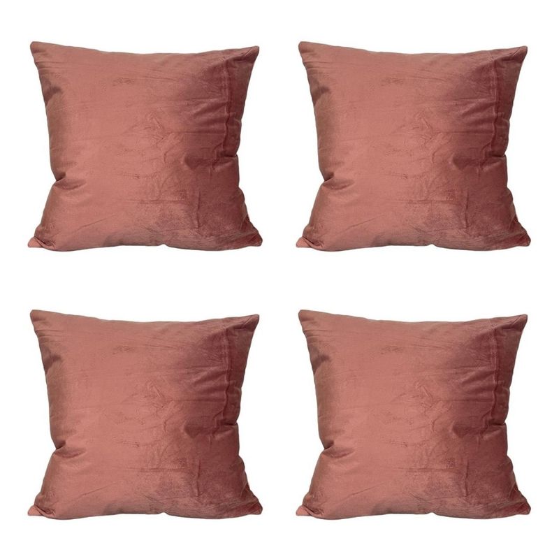 GENERICO - Funda Para Cojín Terciopelo Velvet Liso Pack De 4 Unidades Bronce
