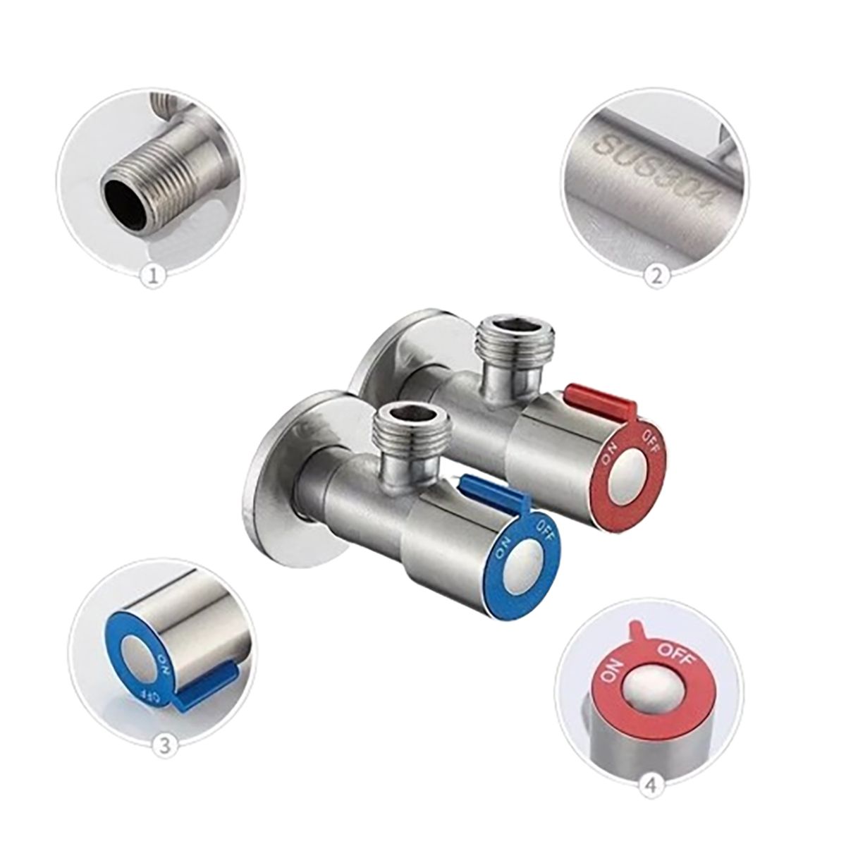 GENERICO - Llave Angular Baño Cocina Agua 1/2 He-he Acero Inox Pack X 2