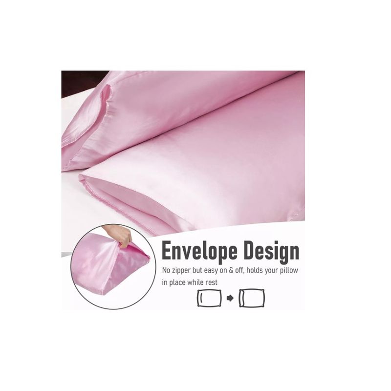 GENERICO - Funda Almohada Satin Saten Tipo Seda Set X2 Unids 51×102 Cm Rosa