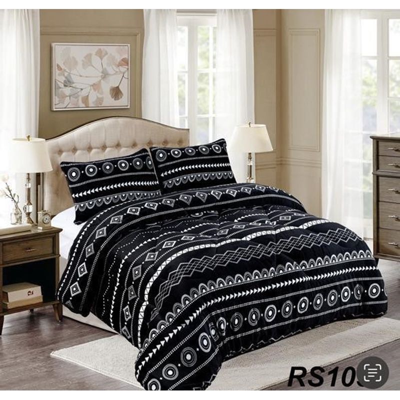 GENERICO - Cobertor de Invierno Plush con chiporro 1.5 plazas diseño negro