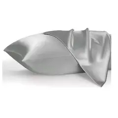 GENERICO - Set 2 Funda Almohada Satín Saten Tipo Seda 102x51cm Gris