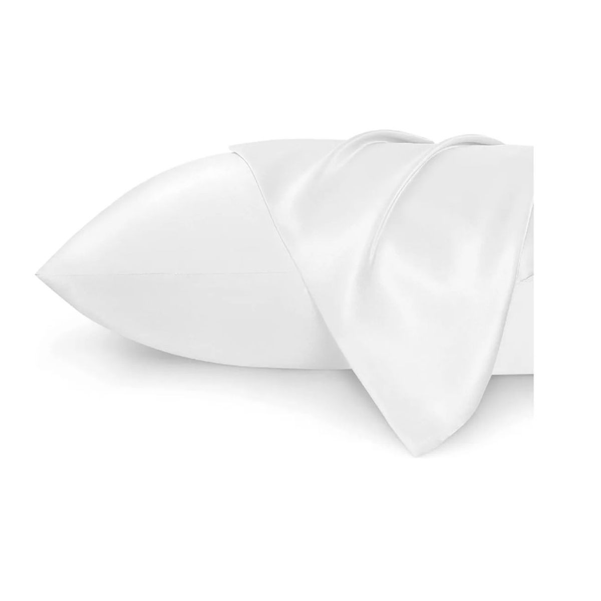 GENERICO - Set 2 Funda Almohada Satín Saten Tipo Seda 102x51cm Blanca