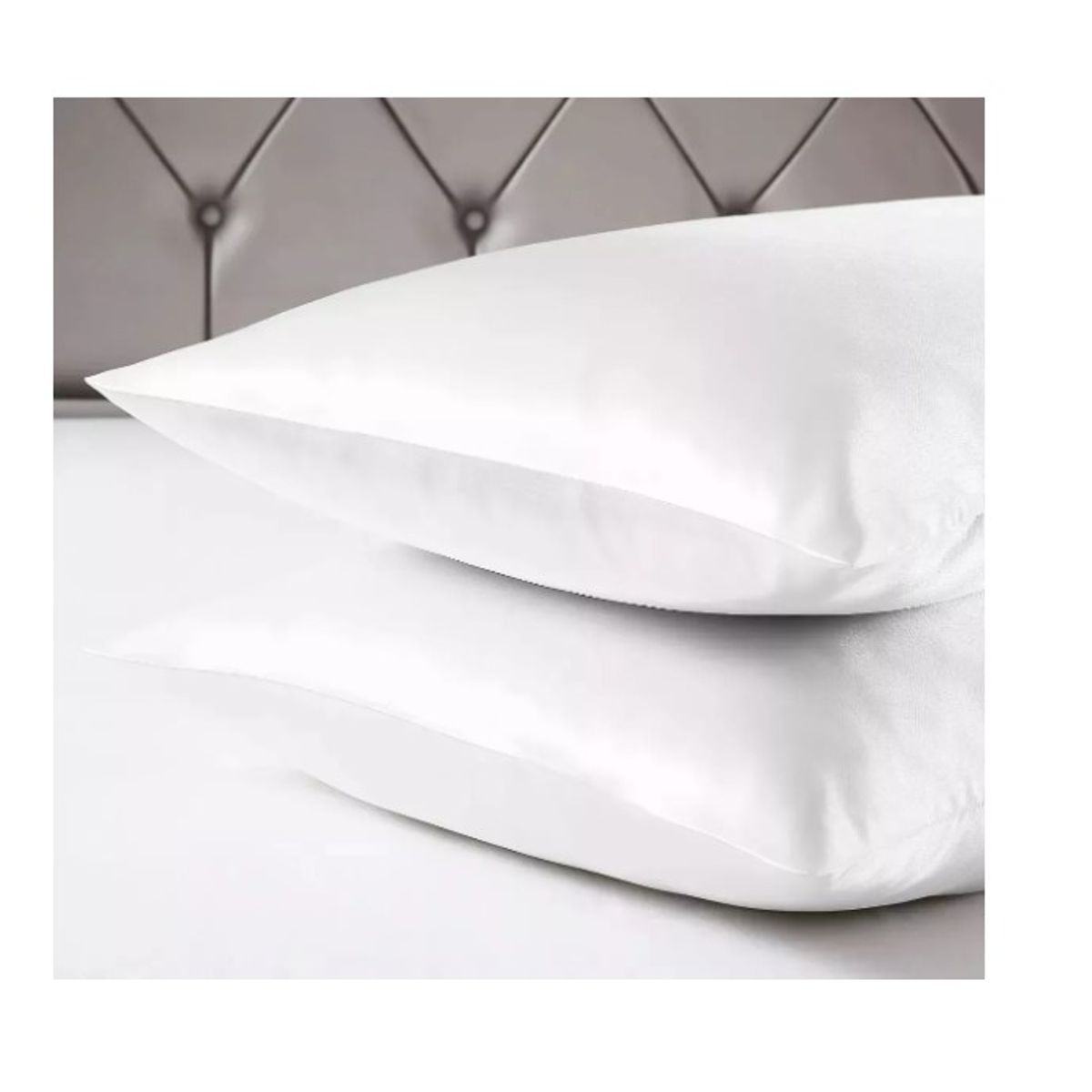 GENERICO - Set 2 Funda Almohada Satín Saten Tipo Seda 102x51cm Blanca