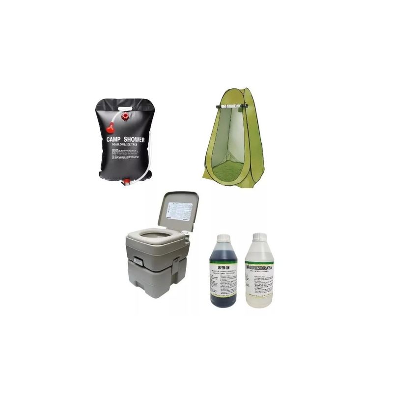 GENERICO - Pack Baño Químico 20 Lt + Carpa Vestidor 1 Persona + Ducha