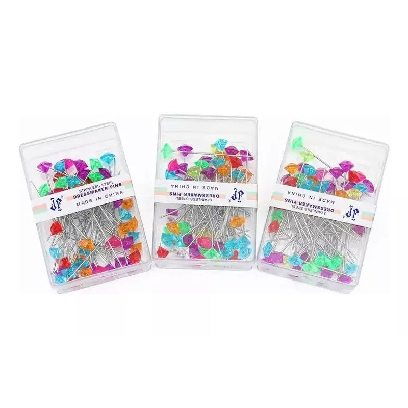 GENERICO - Set De 50 Alfileres Para Costura Con Cabeza Forma Diamante