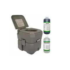 GENERICO - Pack Baño Quimico Portatil 20 Litros Inodoro + 2 Liquidos