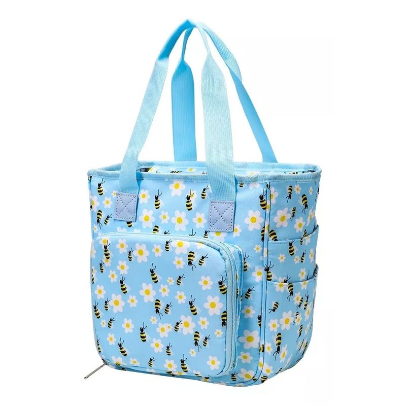 GENERICO - Bolso Porta Tejido Lana Palillos Crochet Tipo Cartera Abejas