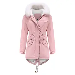BLWOENS - Chaqueta térmica con capucha para mujeres-Rosa