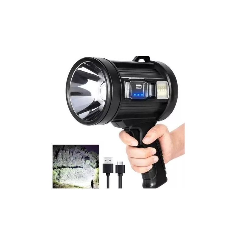 GENERICO - Linterna De Mano Led Spot Light Foco 90000 Lúmenes NEGRO
