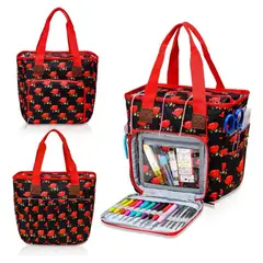 GENERICO - Bolso Porta Tejido Lana Palillos Crochet Tipo Cartera