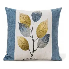 GENERICO - Fundas Para Cojín Chenille Con Diseño Hojas 45x45cm Azul