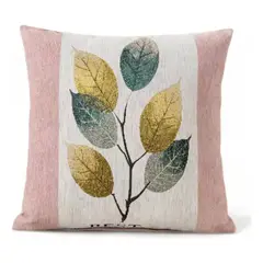 GENERICO - Fundas Para Cojín Chenille Con Diseño Hojas 45x45cm Rosado