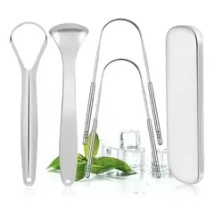 KUANGYE - Kit 4 Piezas Raspador Limpiador Lengua Boca Acero Inoxidable