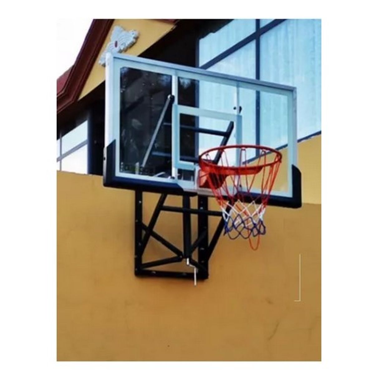 NORDIK - Tablero Vidrio Templado con Aro de Basketball Altura Ajustable