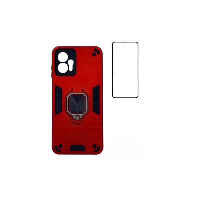 GENERICO - Carcasa Antishock Para Motorola G13 Rojo + Lamina Pantalla