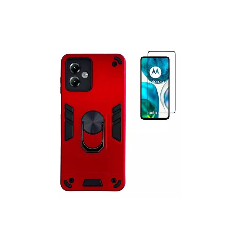 GENERICO - Carcasa Antishock Para Motorola G14 Rojo + Lamina Pantalla