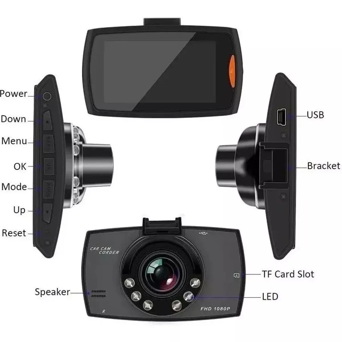 KUANGYE - Cámara Seguridad Para Auto Dash Cam Ab-c005 Full Hd 1080p