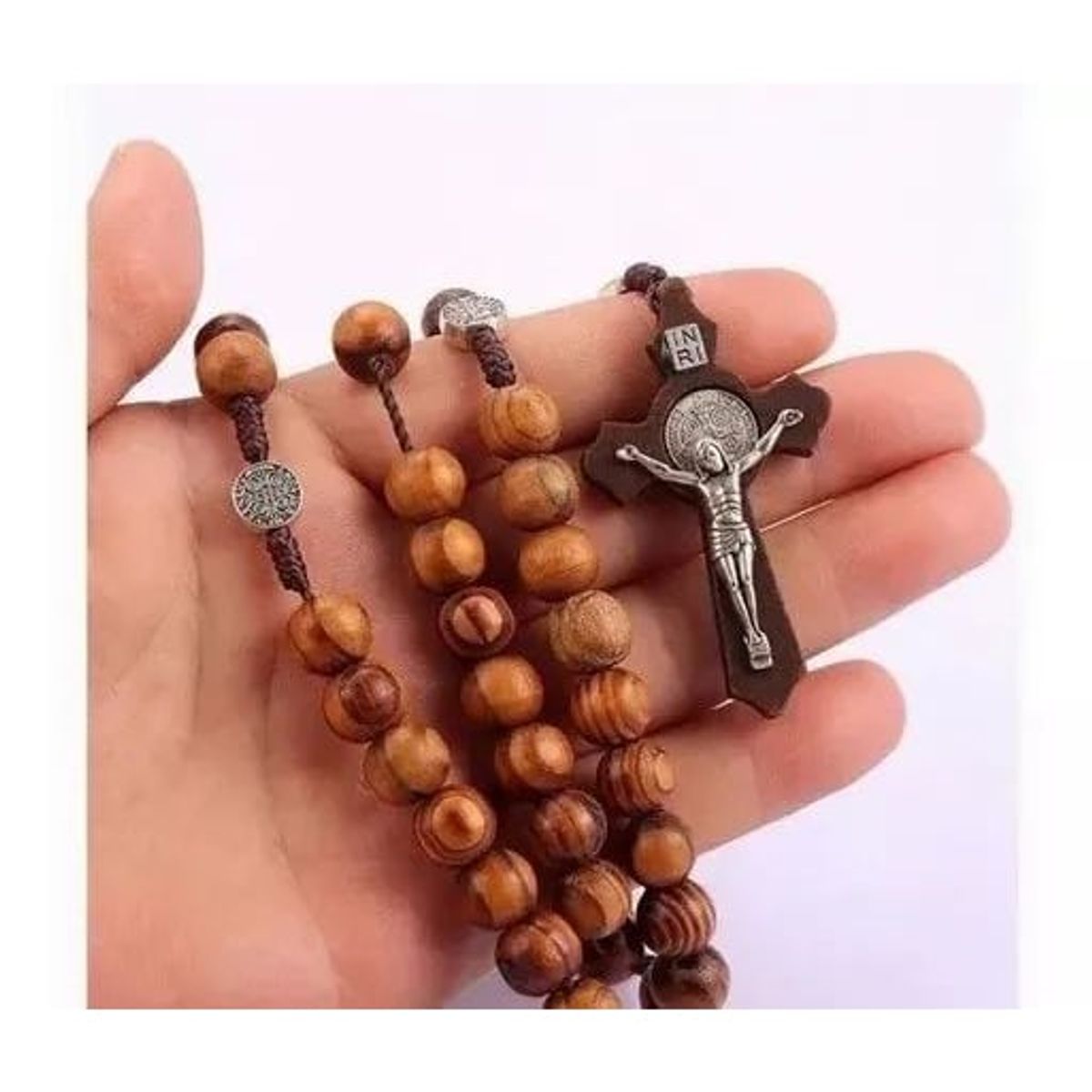 KUANGYE - Rosario Católico Madera Con Medallas De San Benito