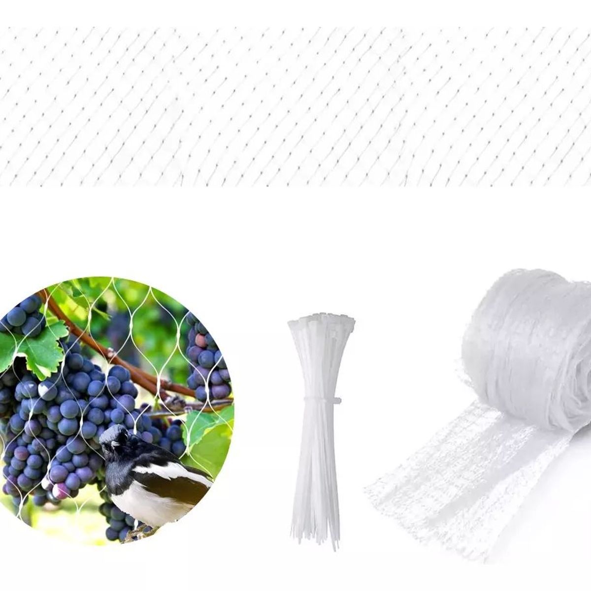 KUANGYE - 4 X 10 Mts Red Anti Pájaros + 100 Bridas Para Cables