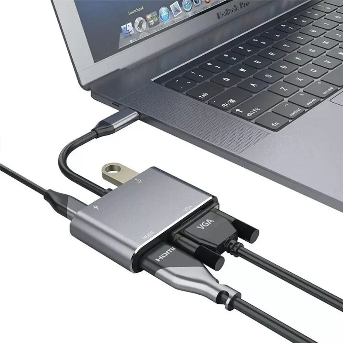 KUANGYE - Hub Adaptador Usb-c 4 En 1: Vga+hdmi+usb 3.0+usb-c Pd 4k Hd