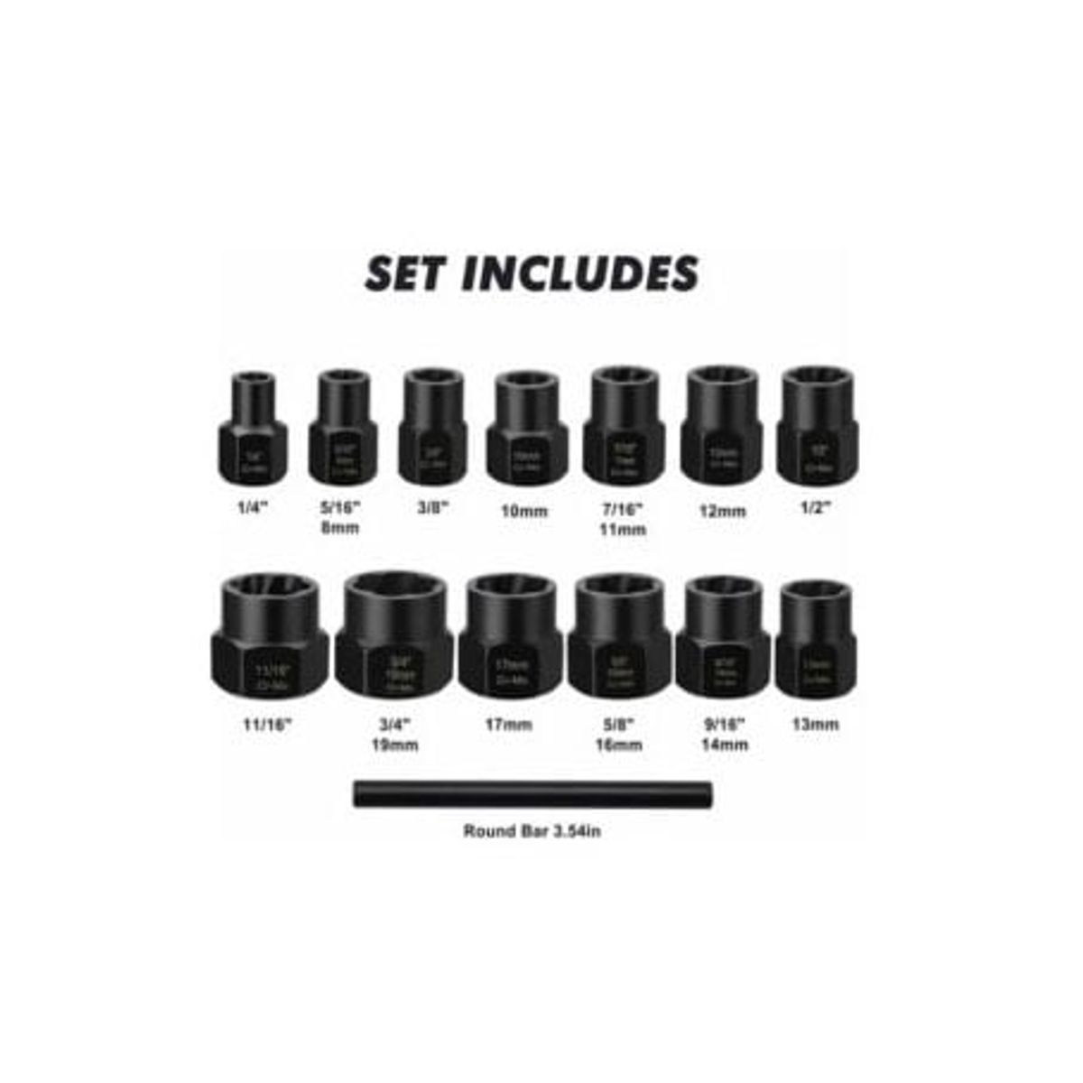 MUNDO MAGIA - Set Dados Extractores Pernos Y Tuercas Rodadas 9 A 19mm