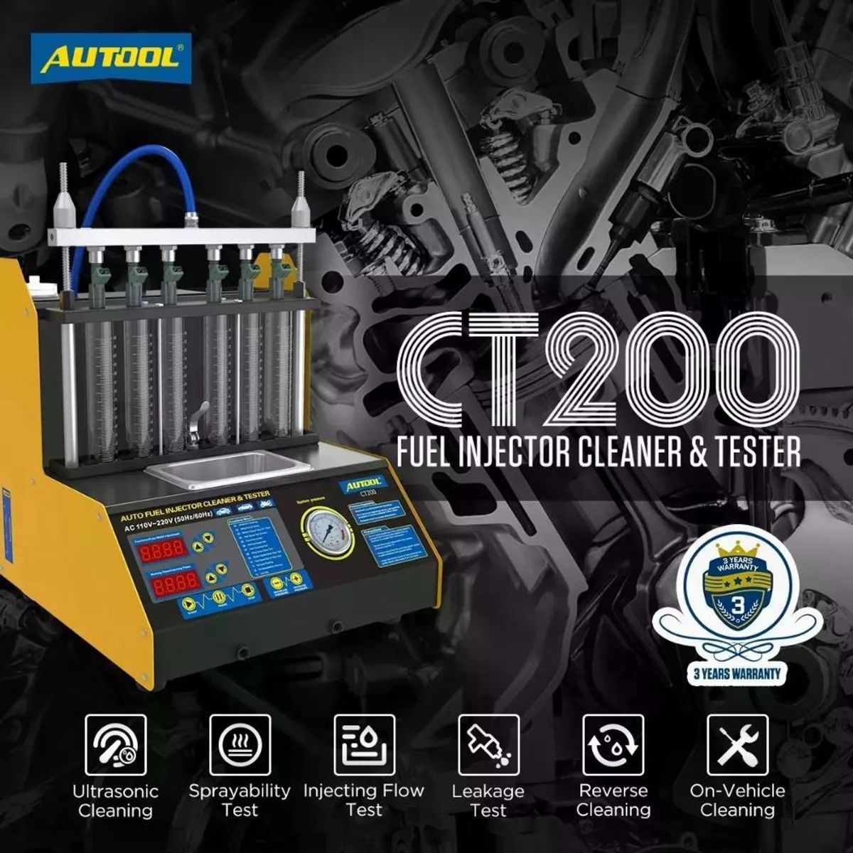 GENERICO - Limpiador Y Probador De Inyectores Ct200 Autool Automotriz