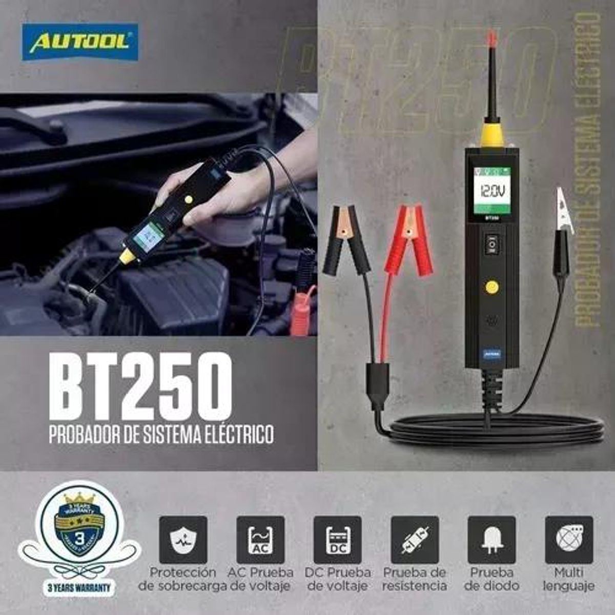 GENERICO - Probador Circuito Automotriz Eléctrico Autool Bt250 12v