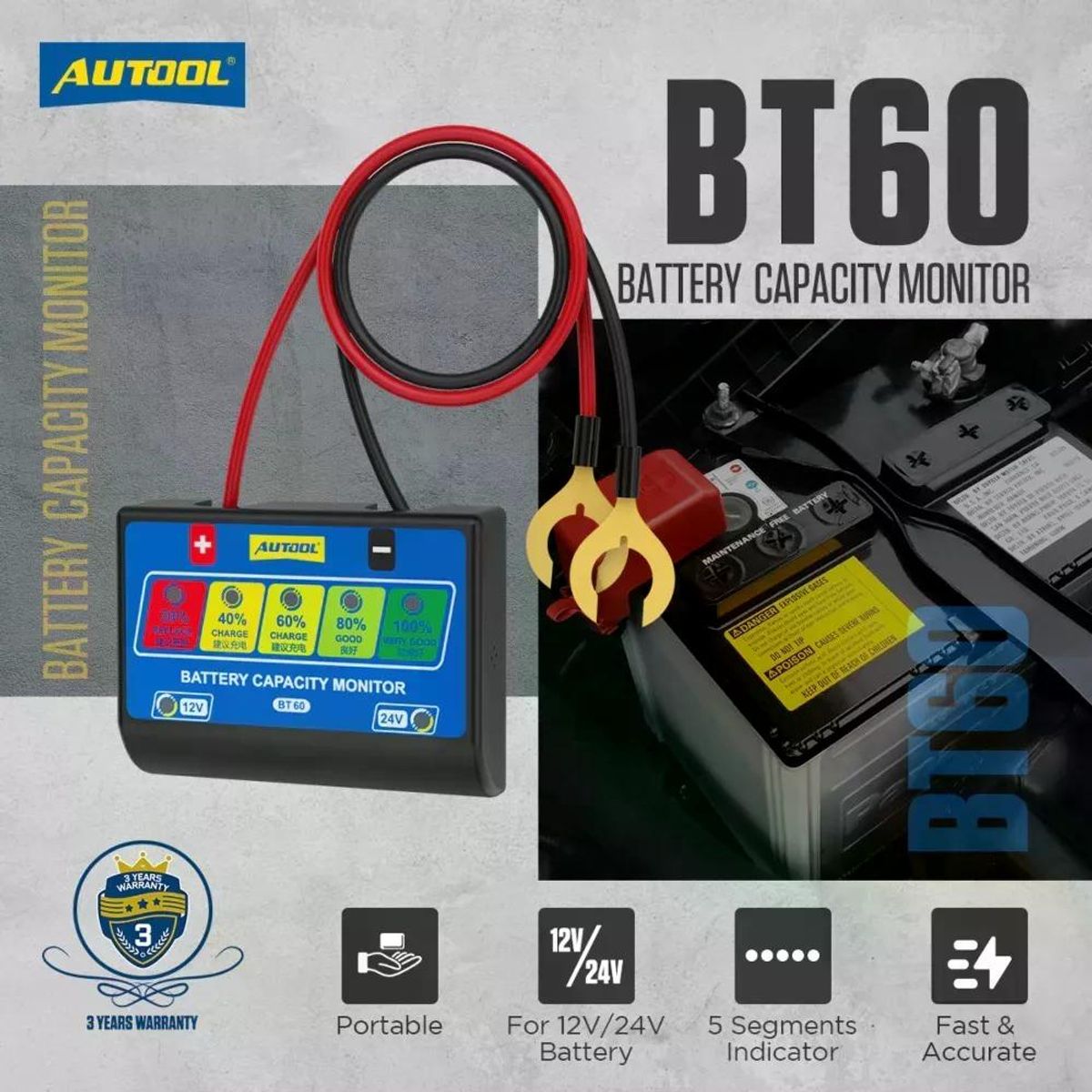 GENERICO - Scanner Auto Probador Analizador Batería Bt60 Batería 12-24v