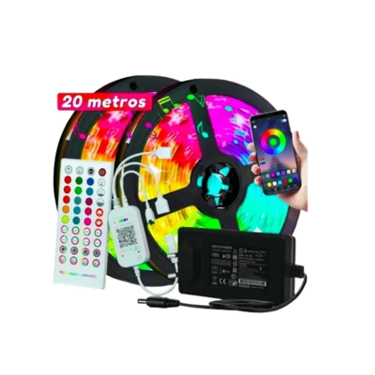 MUNDO MAGIA - Tira De Luces Led Rrgb Bluetooth Músic 20 Metros