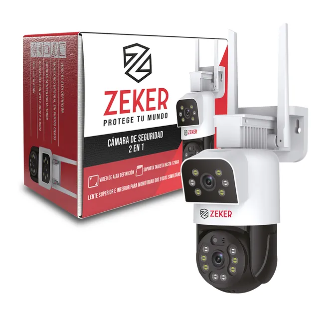 ZEKER - Cámara De Seguridad 5G Zeker Doble 4MP Exterior Impermeable