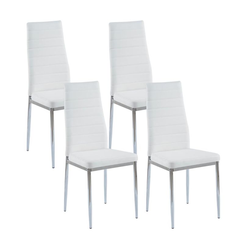 KLIK - Pack de 4 Sillas Dining Liana con patas cromadas - Blancas KLIK