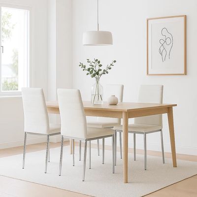 Imagen 2 del producto Pack de 4 Sillas Dining Liana con patas cromadas - Blancas