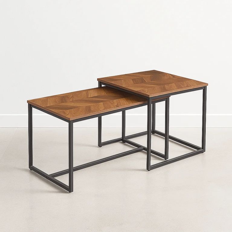 Mesa de centro doble rectangular - Madera clara