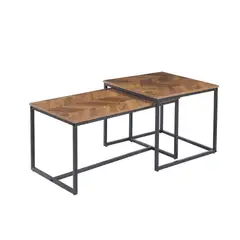 KLIK - Mesa de centro doble rectangular - Madera clara