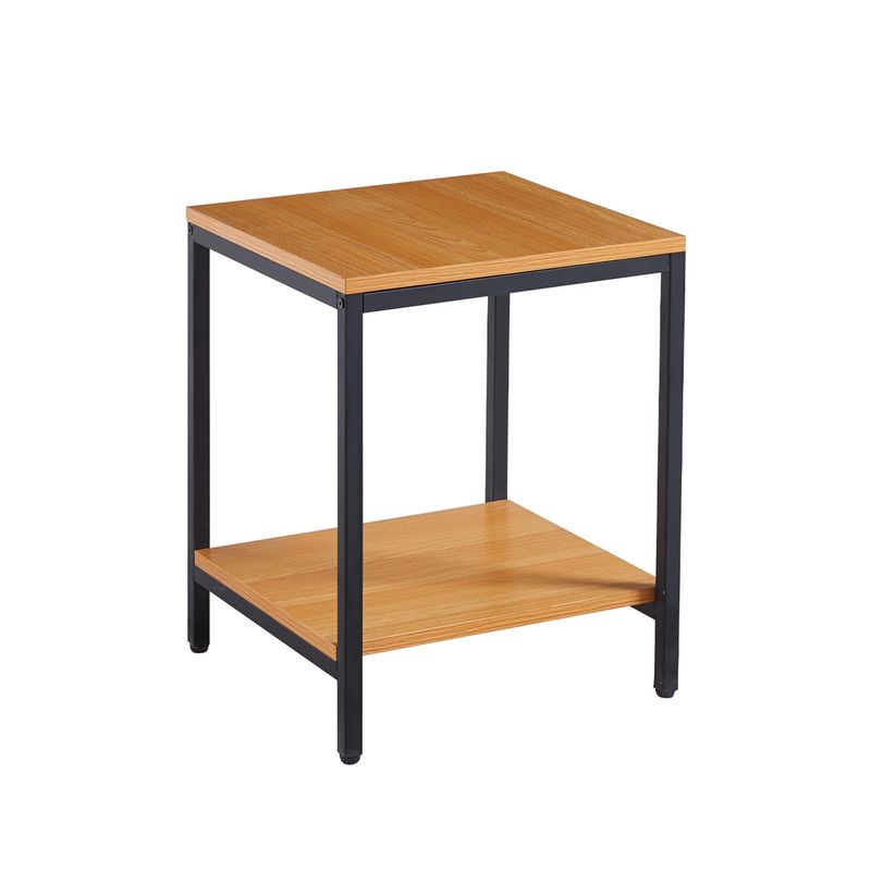 KLIK - Velador Mesa Auxiliar Lateral de 2 Niveles - Madera Clara