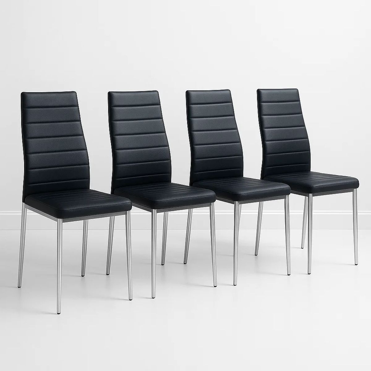 KLIK - Pack de 4 Sillas Dining Liana con patas cromadas - Negras