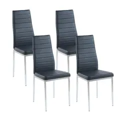 KLIK - Pack de 4 Sillas Dining Liana con patas cromadas - Negras