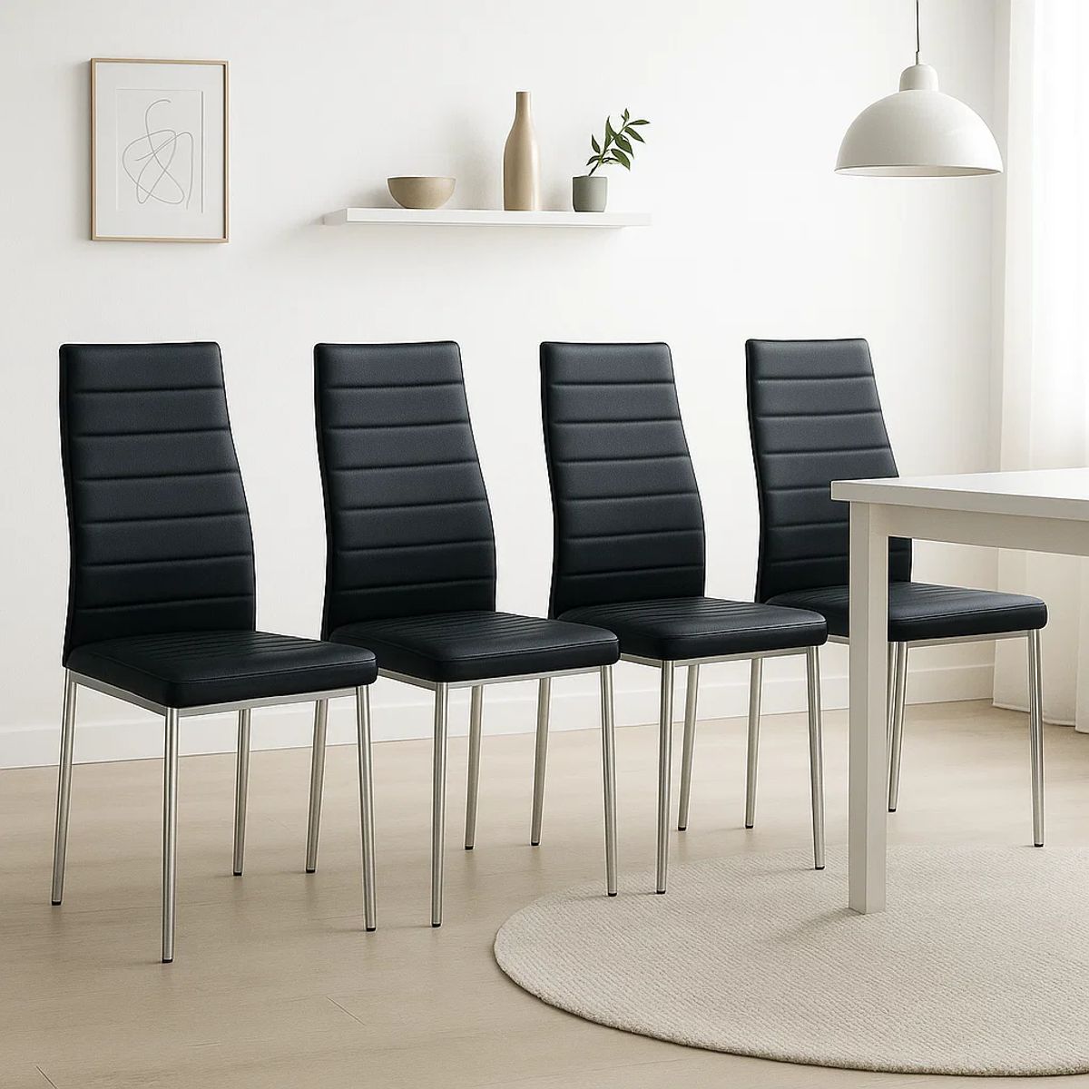 KLIK - Pack de 4 Sillas Dining Liana con patas cromadas - Negras