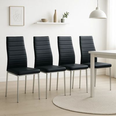 Imagen 2 del producto Pack de 4 Sillas Dining Liana con patas cromadas - Negras