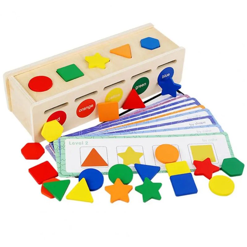 SPACEZAT - Caja Madera Clasificación Figuras/Colores Juguete Montessori