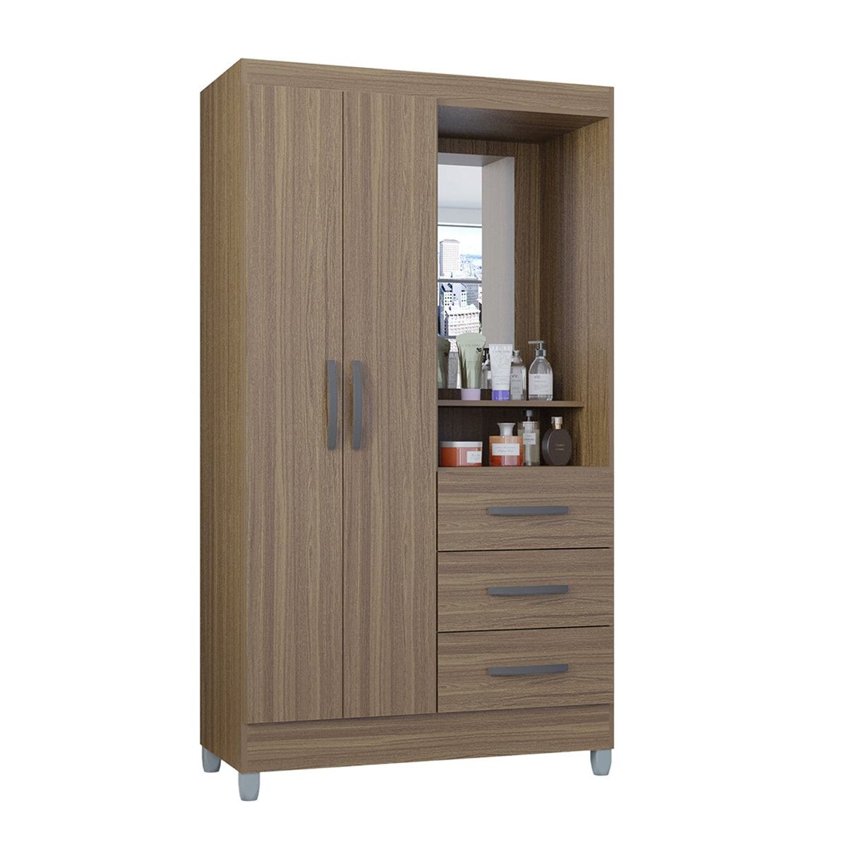 TAHUARI - Ropero Madrid 2 puertas Castaño